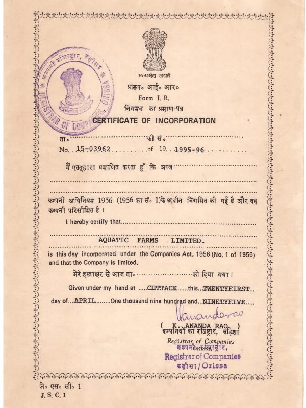 2-CertificationAquatic Farms Limited