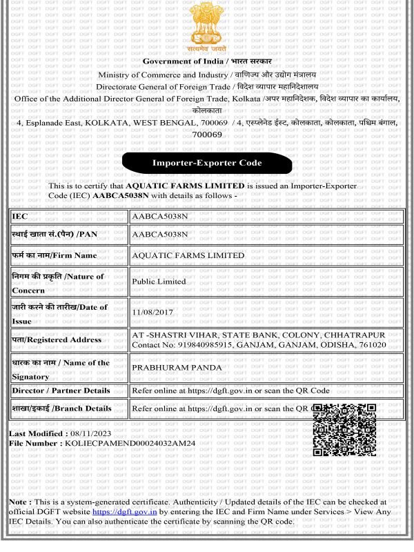 4-CertificationAquatic Farms Limited