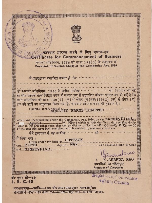 7-CertificationAquatic Farms Limited